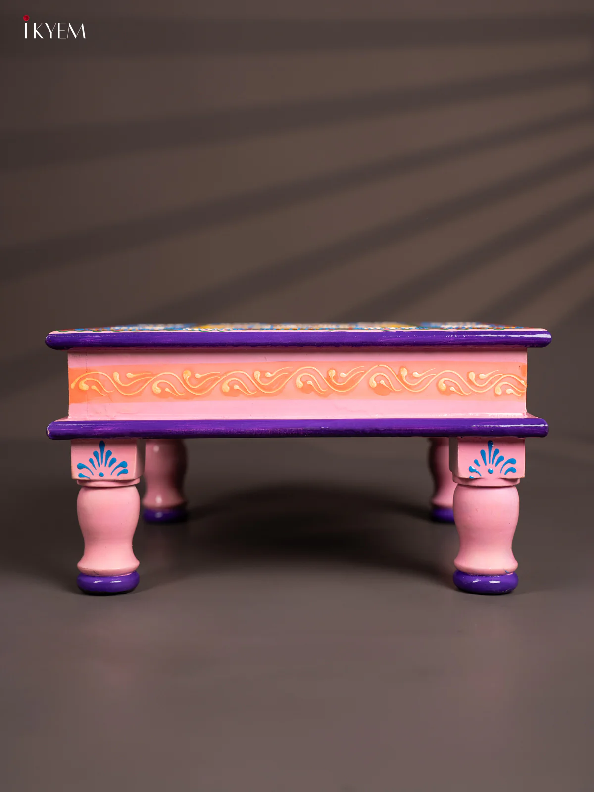Wooden Hand Painted Manai/Bajot Stand - Baby Pink 12 inch - KG16122 - Image 5