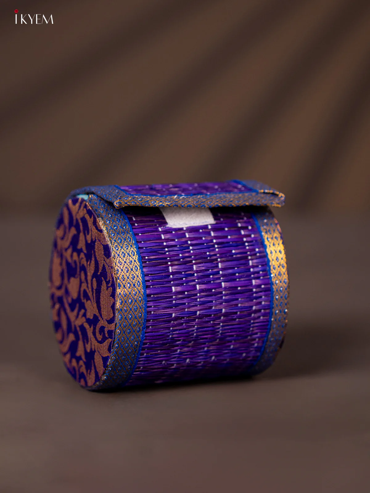 Dark blue Raw Silk with korai Bangle box - KG16131