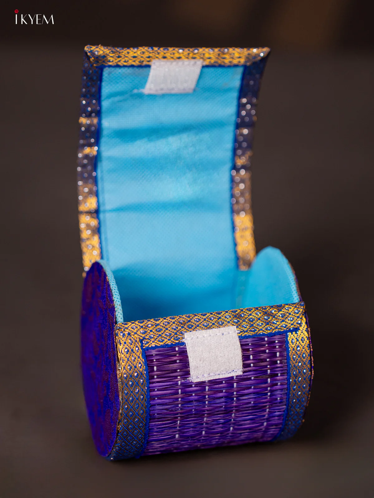 Dark blue Raw Silk with korai Bangle box - KG16131 - Image 3