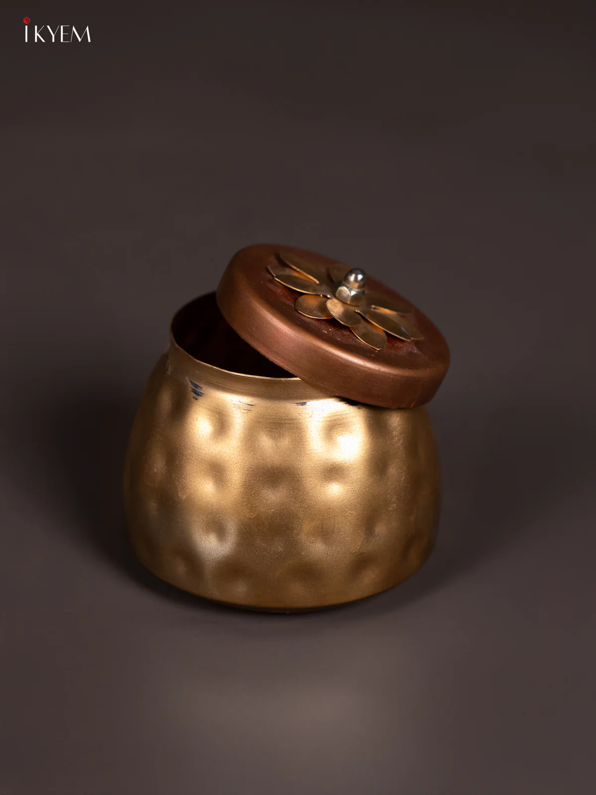 Golden Coated Dryfruit Nuts Jar with Floral Embossed Lid - 4 Inch - KG17113 - Image 2