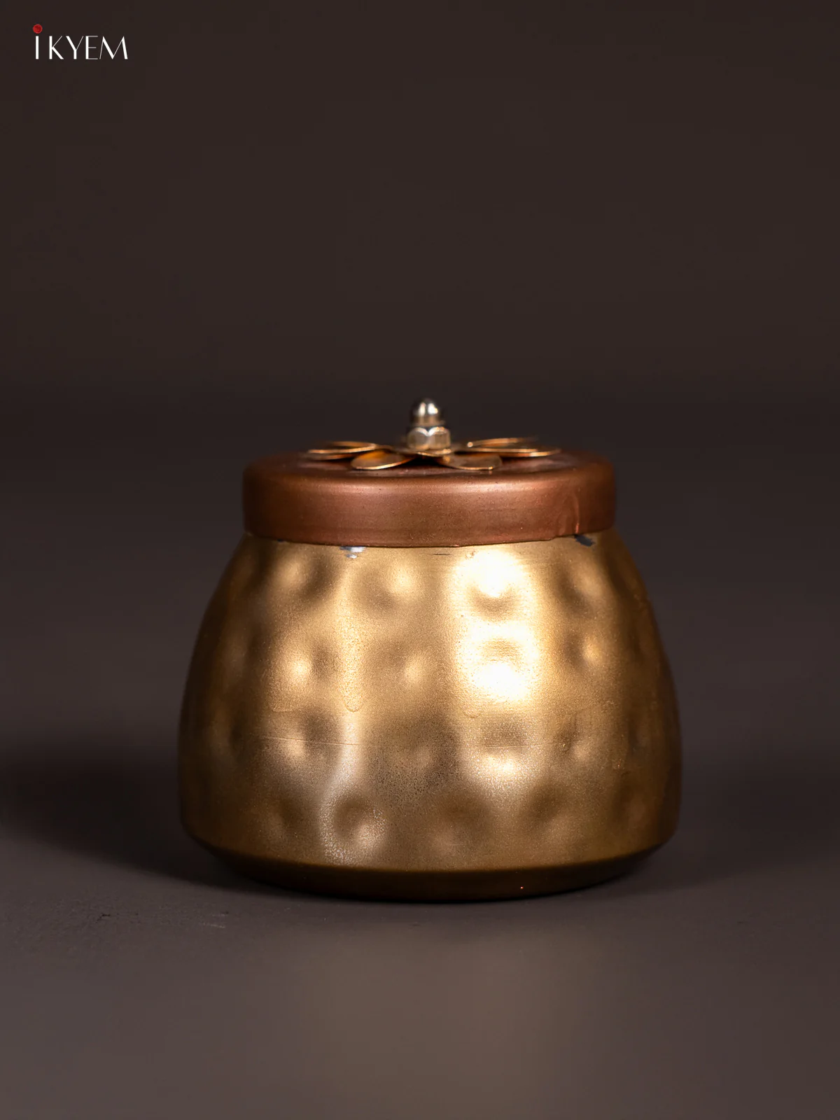 Golden Coated Dryfruit Nuts Jar with Floral Embossed Lid - 4 Inch - KG17113 - Image 3