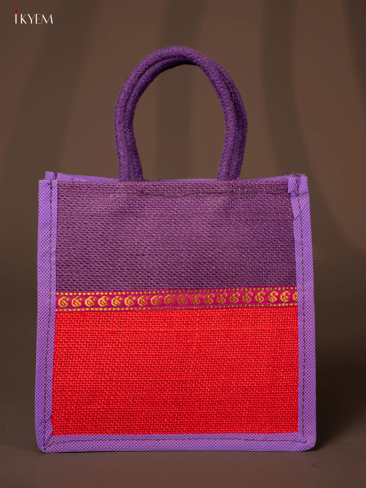 Jute bag - Purple with Red - 8 Inches - KG22116
