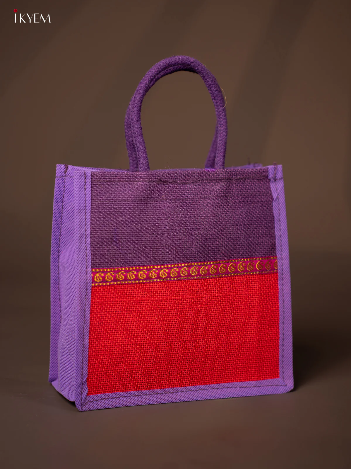 Jute bag - Purple with Red - 8 Inches - KG22116 - Image 2