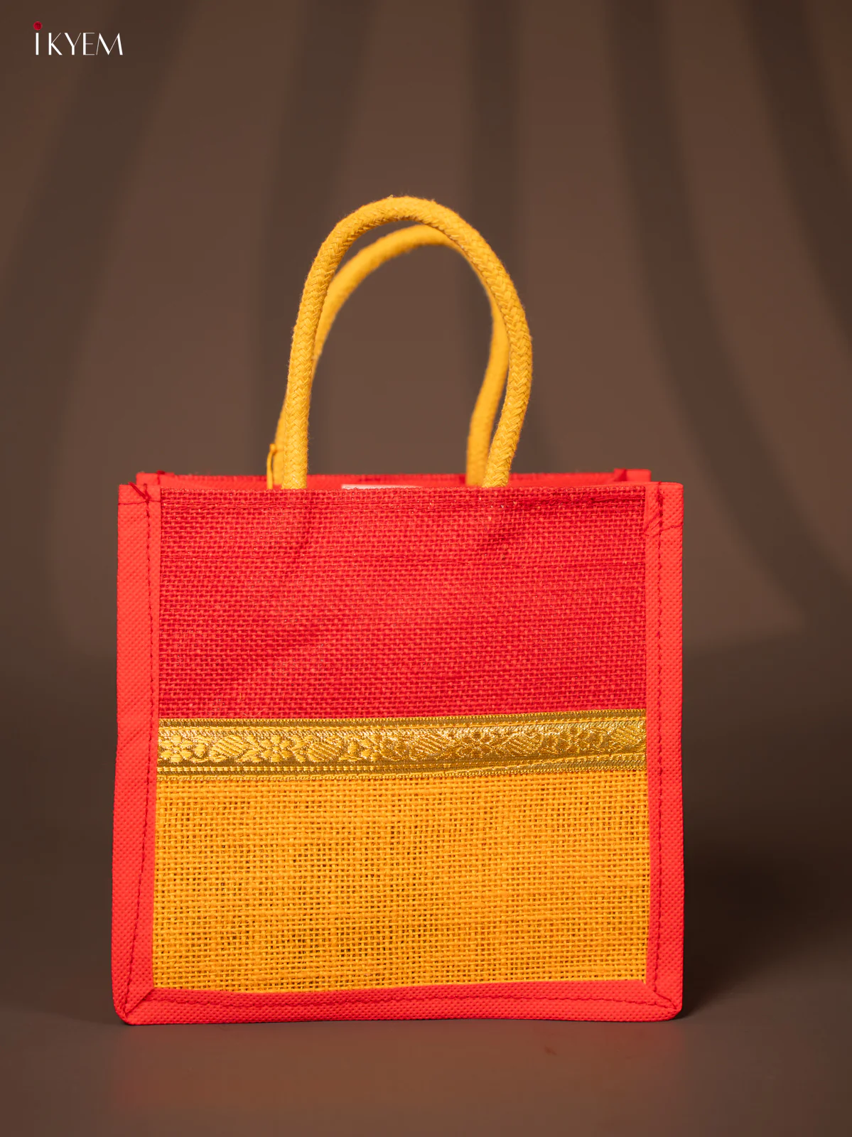 Jute bag - Red with Yellow - 8 Inches - KG22118