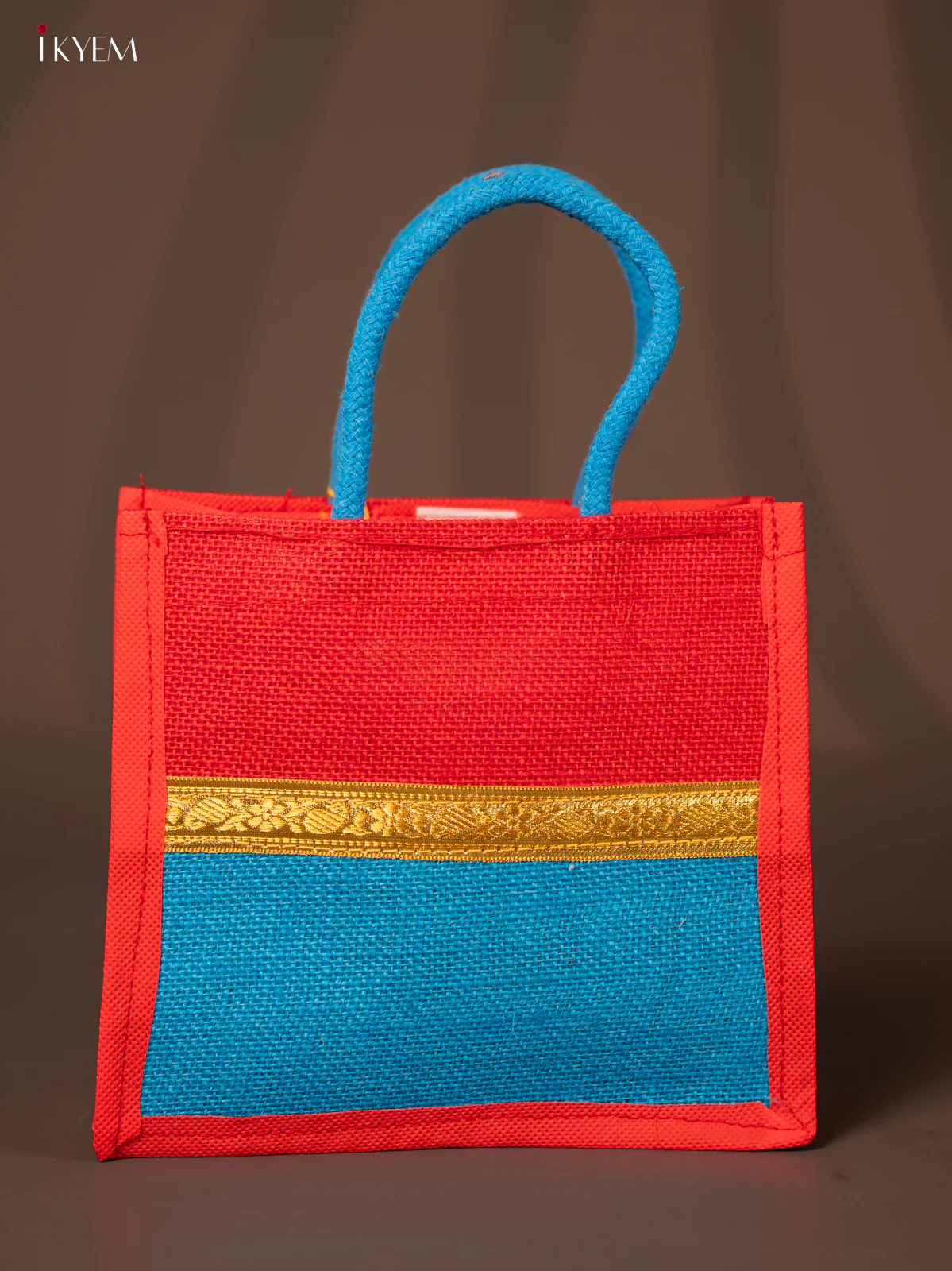 Jute bag - Red with blue - 8 Inches - KG22119