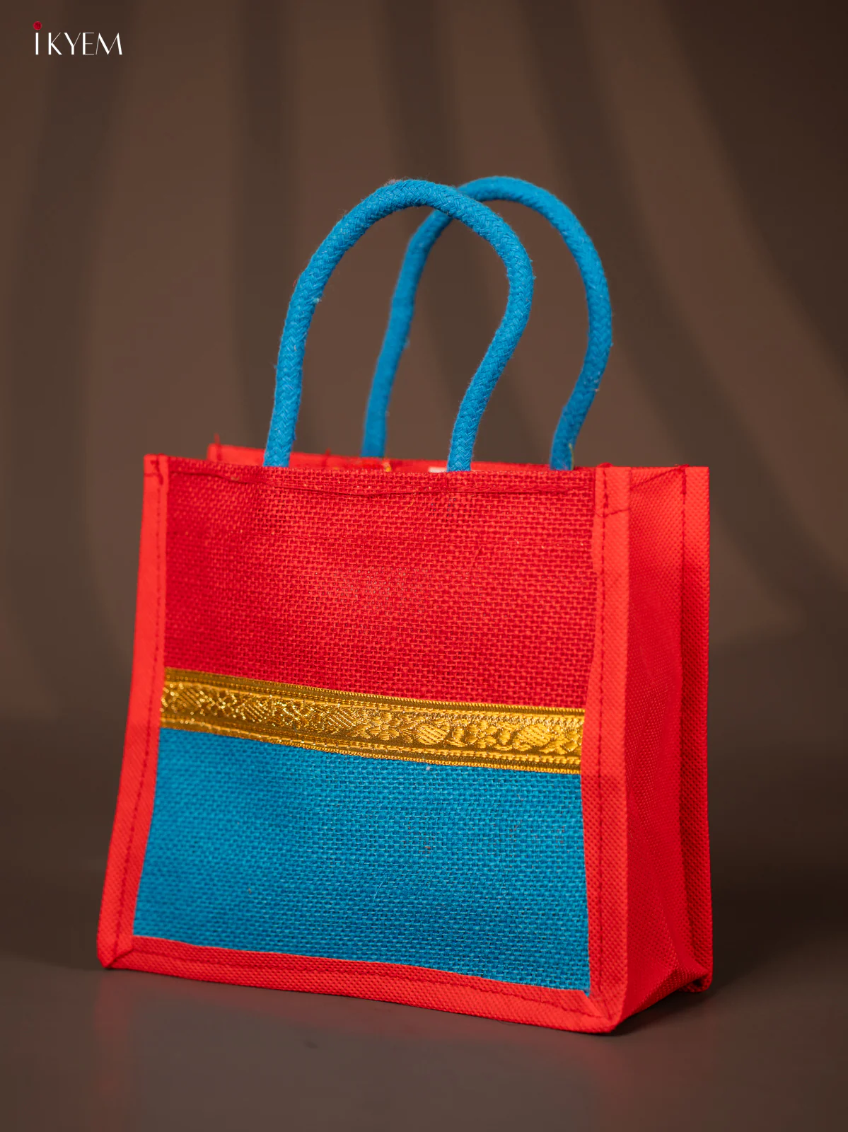 Jute bag - Red with blue - 8 Inches - KG22119 - Image 3