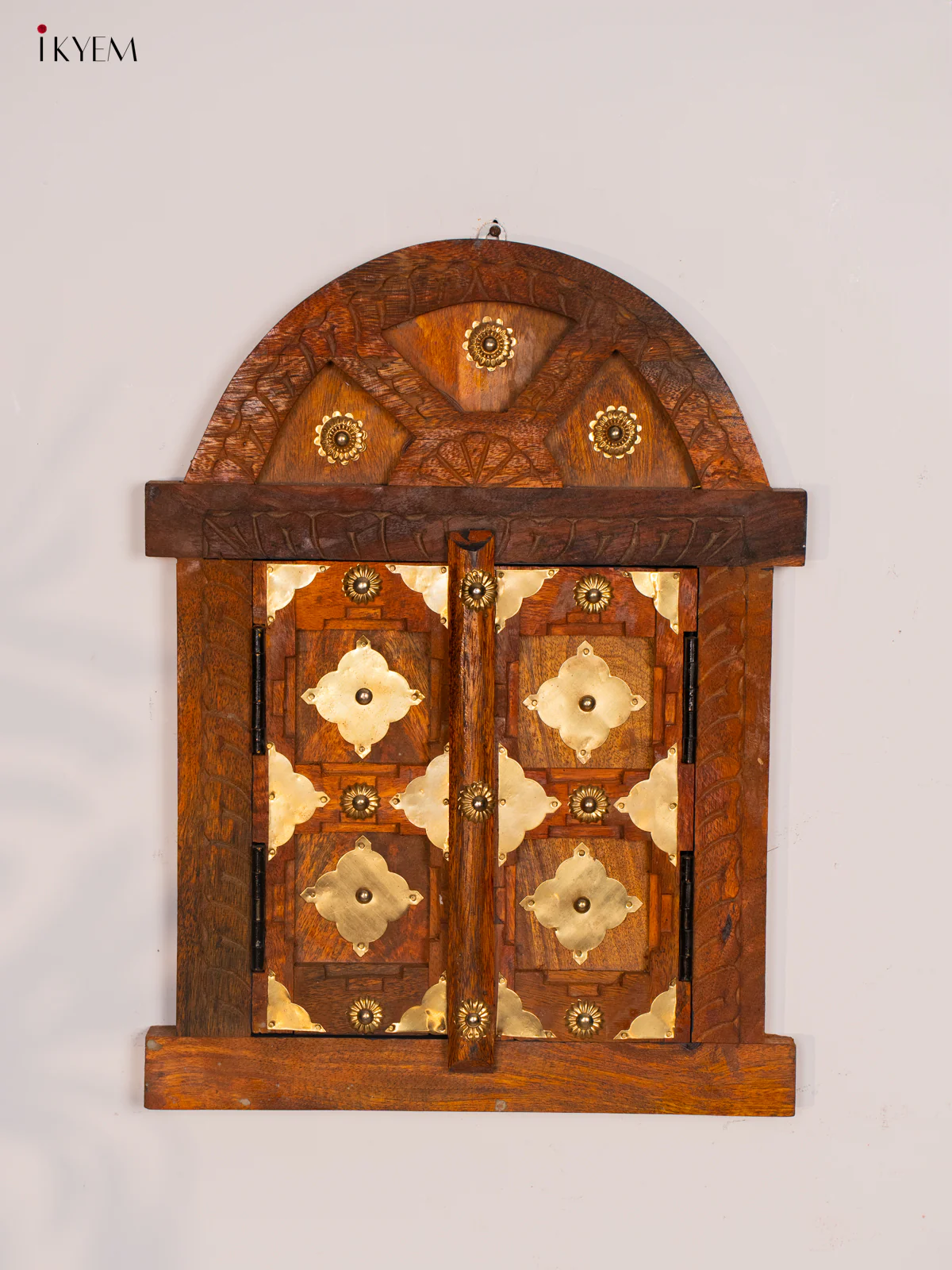 Wooden Jharokha with Brass Work - KG22133