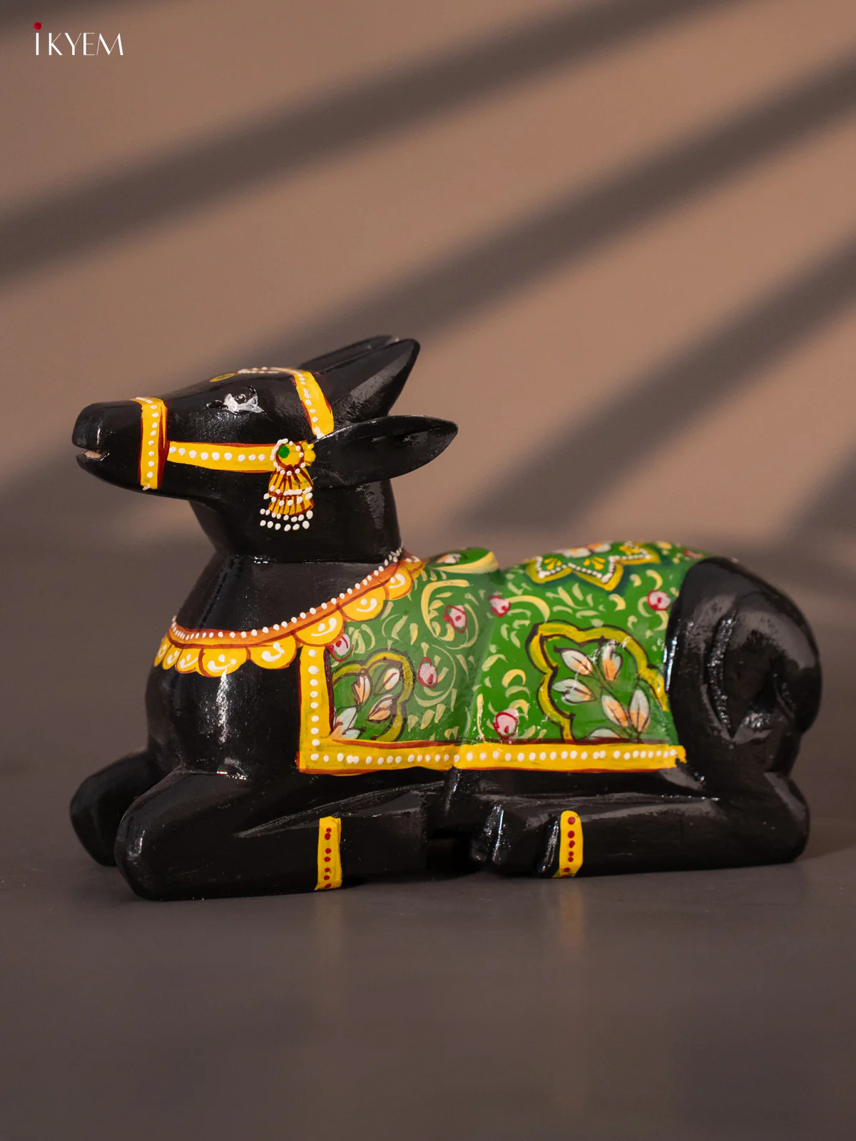 Wooden Craved Nandhi - Black