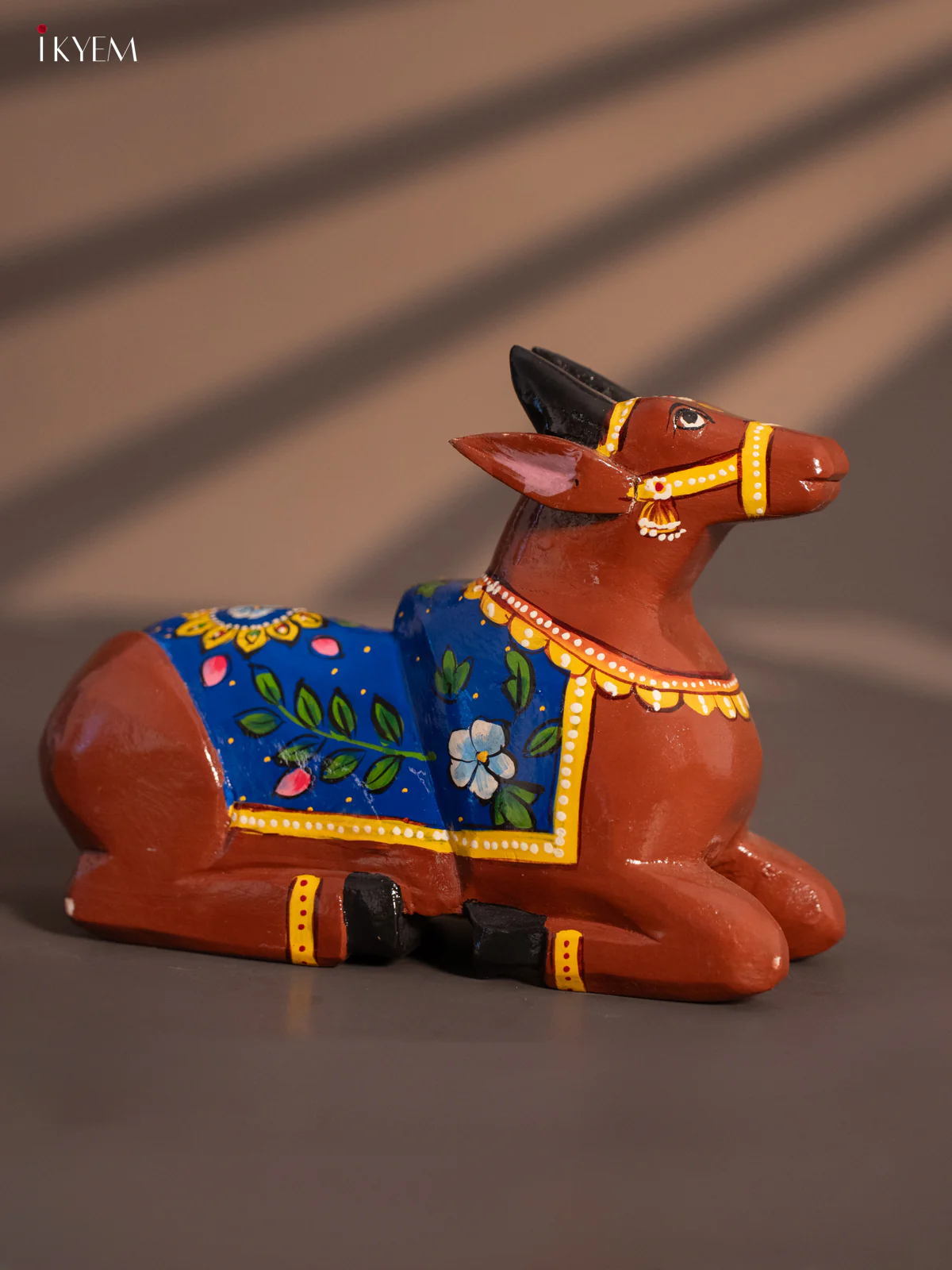 Wooden Craved Nandhi - Brown - Image 3