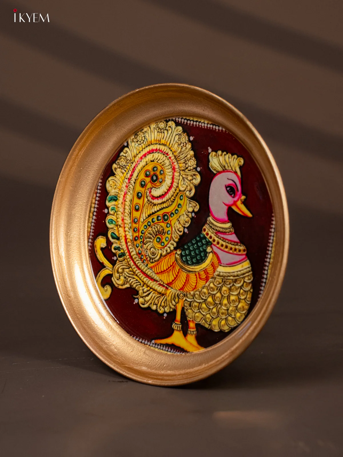Annapakshi Printed Maroon Copper Coating Plate 6 Inch - Image 3