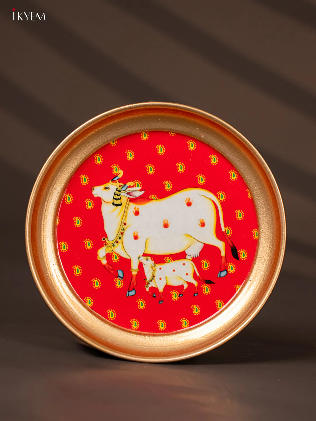 Cow & Calf Printed Red Copper Coating Plate 6 Inch