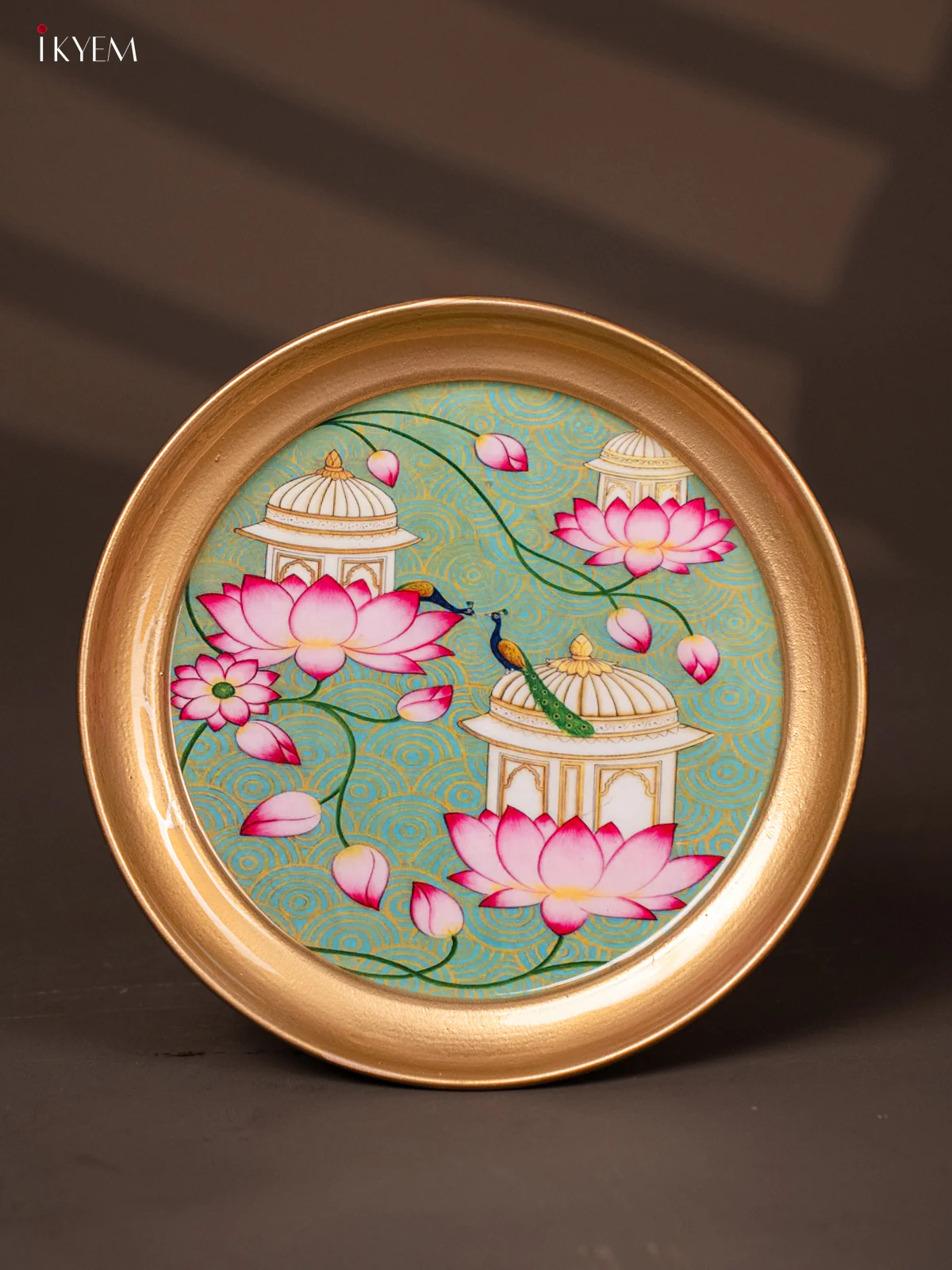 Lotus Printed Green Copper Coating Plate 6 Inch