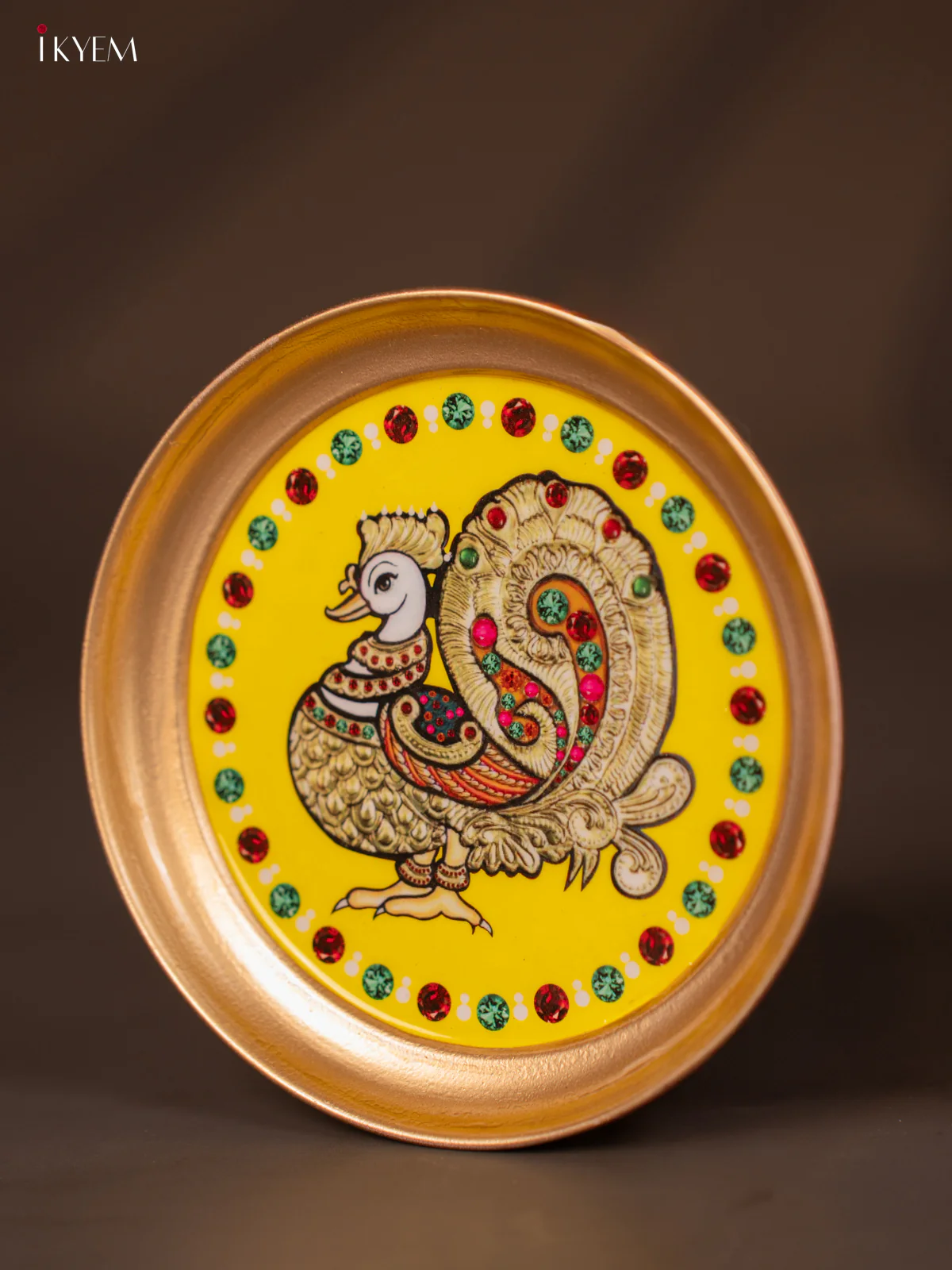 Annapakshi Printed Yellow Brass Coated Plate - 6 Inches - KG25132 - Image 3