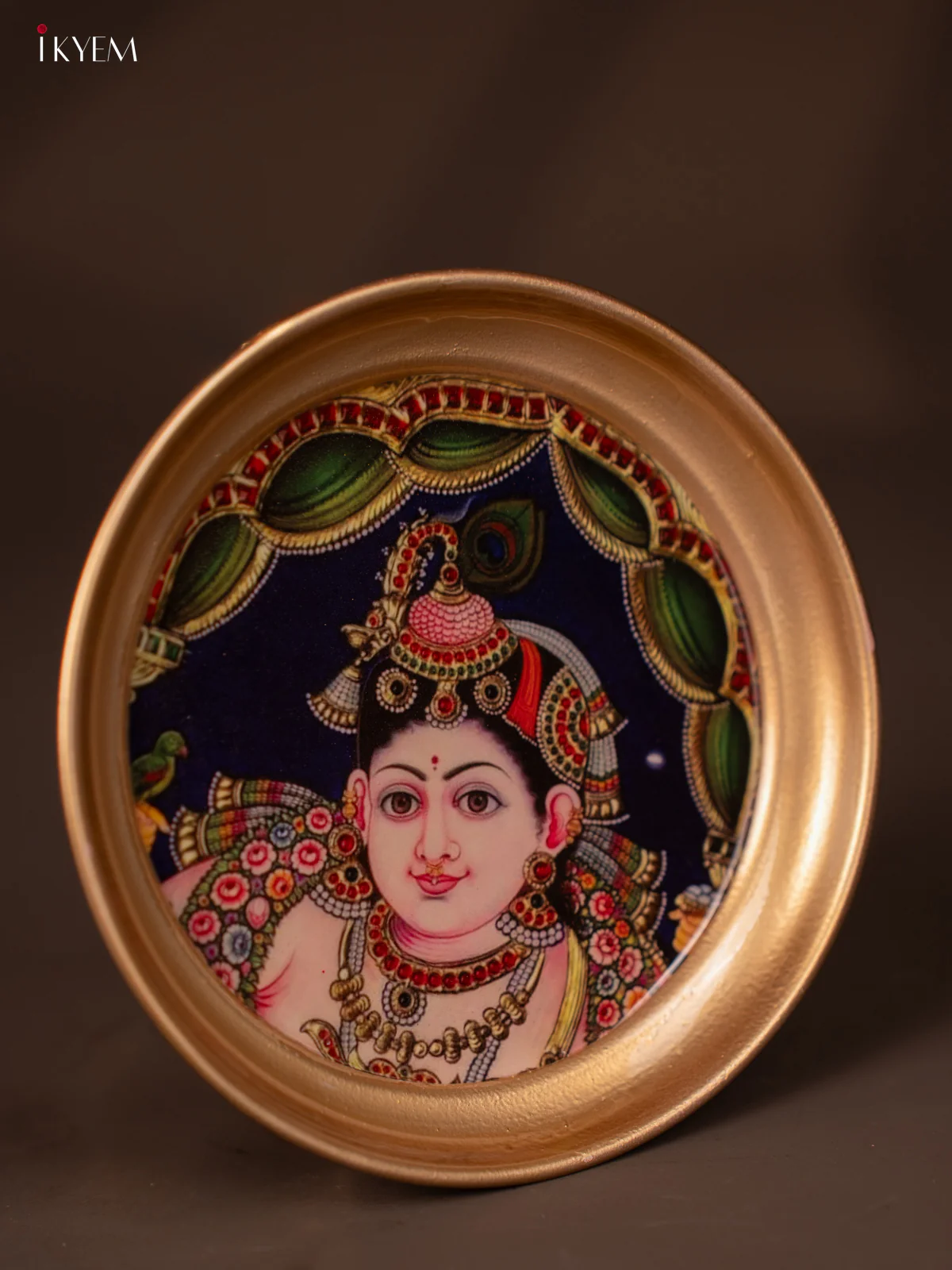 Krishna Printed Brass Coated Plate - 6 Inches - KG25135 - Image 2