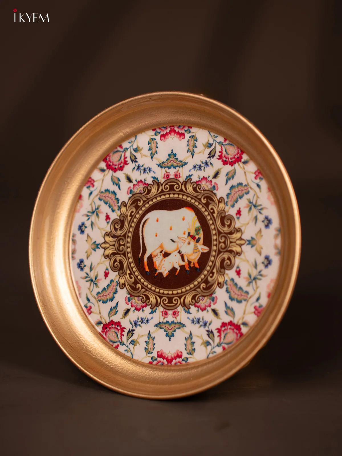 Cow & Calf Printed White Brass Coated Plate - 6 Inches - KG25141 - Image 3