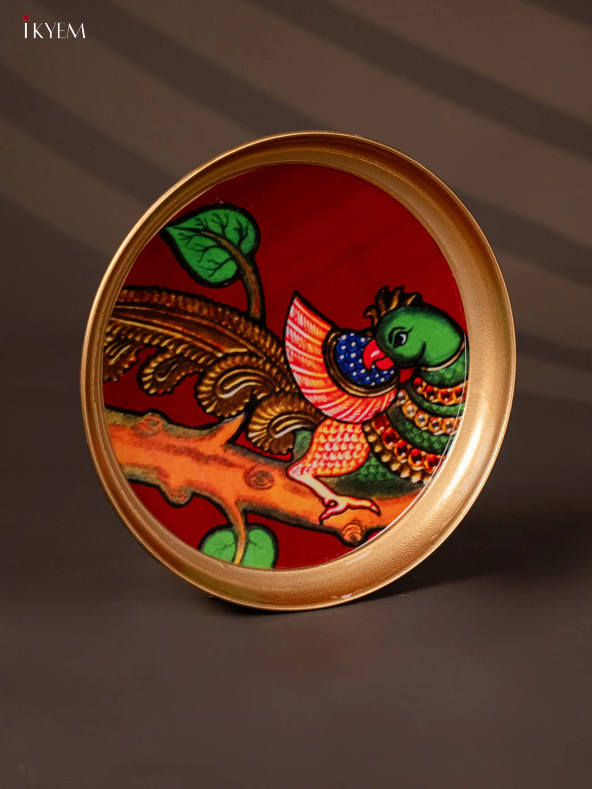 Parrot Printed Red Brass Coated Plate - 8 Inches - KG25158 - Image 2