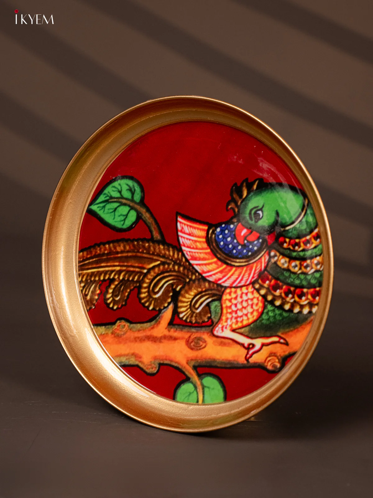 Parrot Printed Red Brass Coated Plate - 8 Inches - KG25158 - Image 3