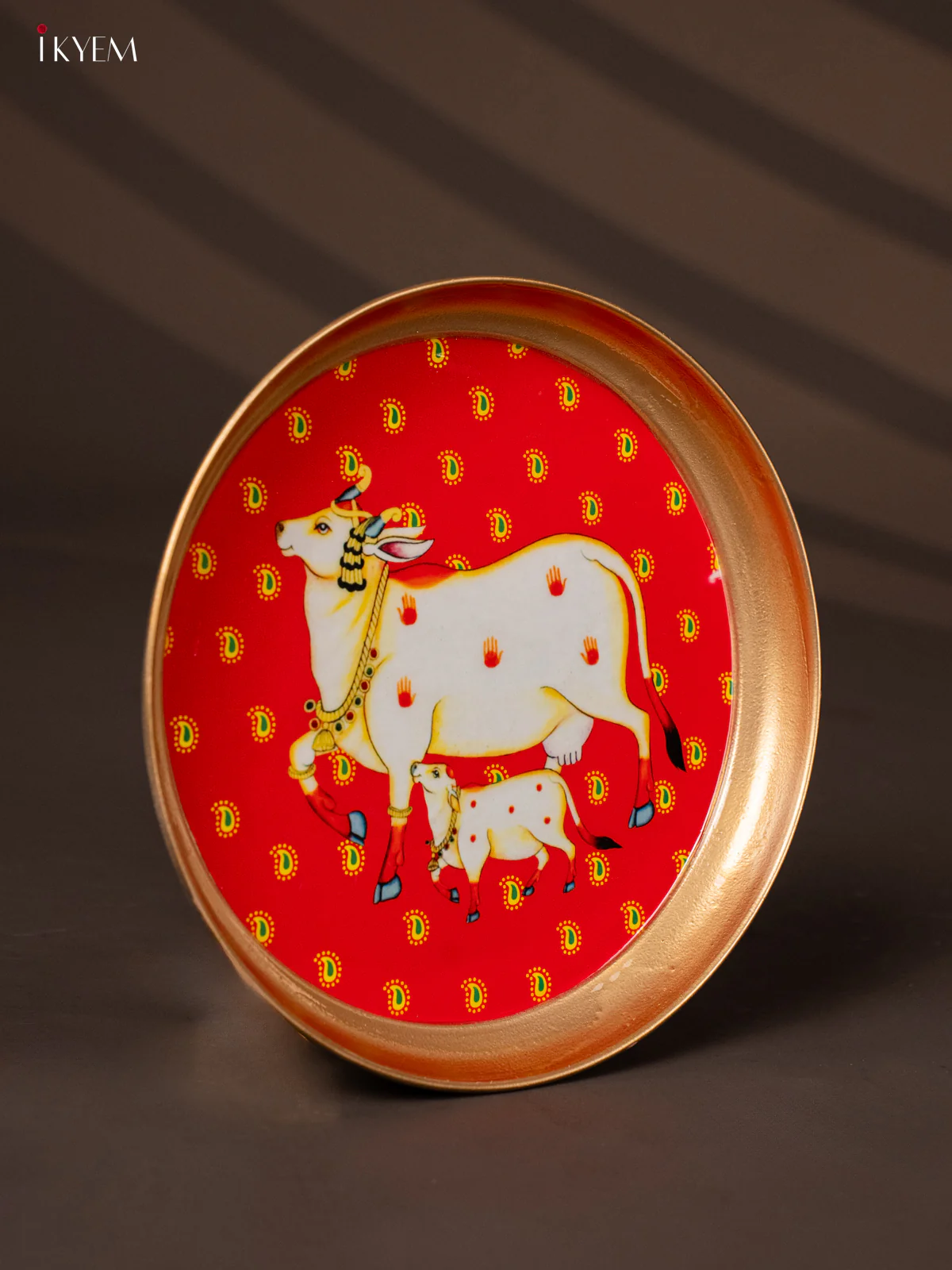 Cow & Calf Printed Red Brass Coated Plate - 8 Inches - KG25174 - Image 2