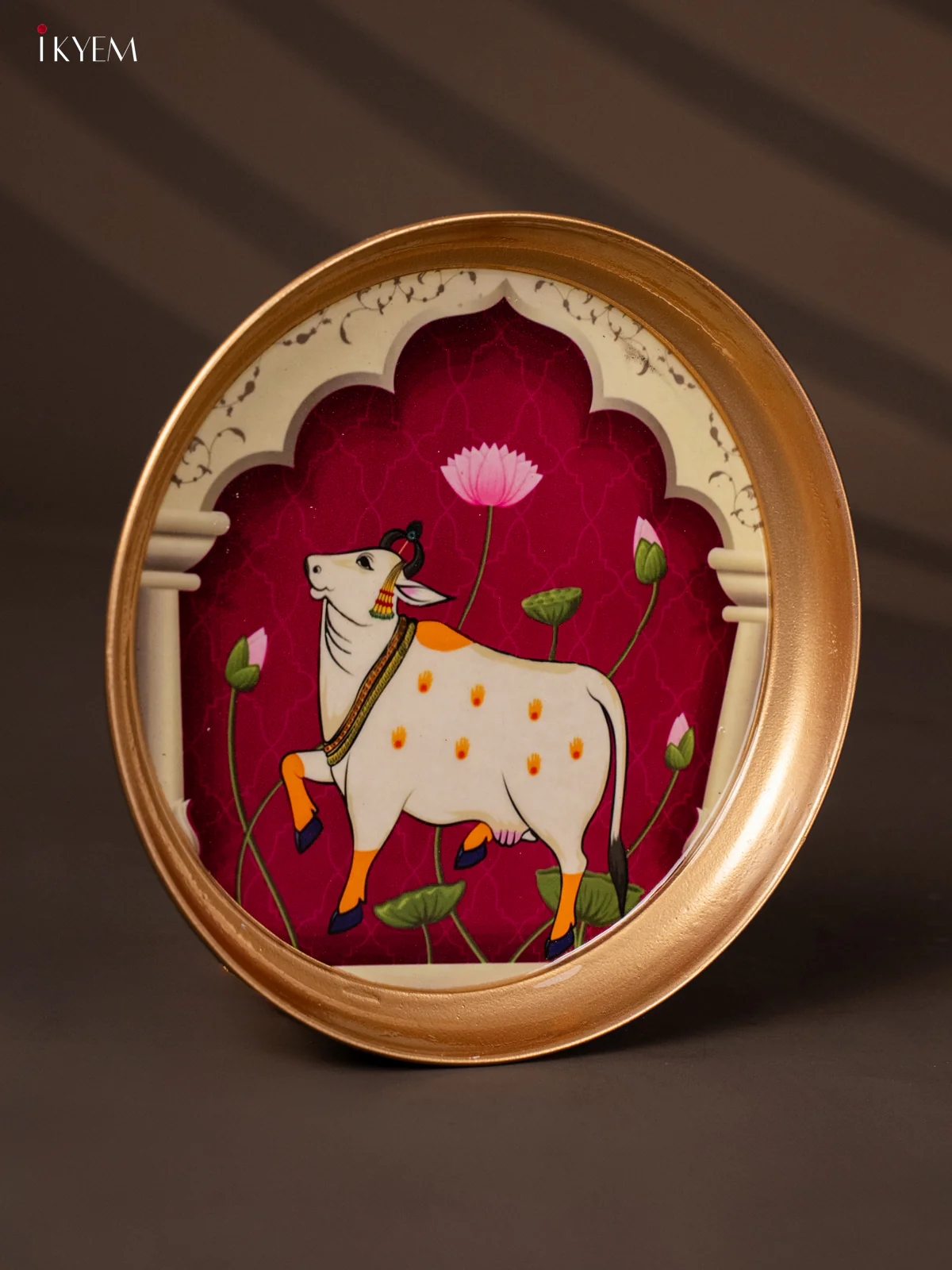 Cow Printed Purple Brass Coated Plate - 8 Inches - KG25176 - Image 2