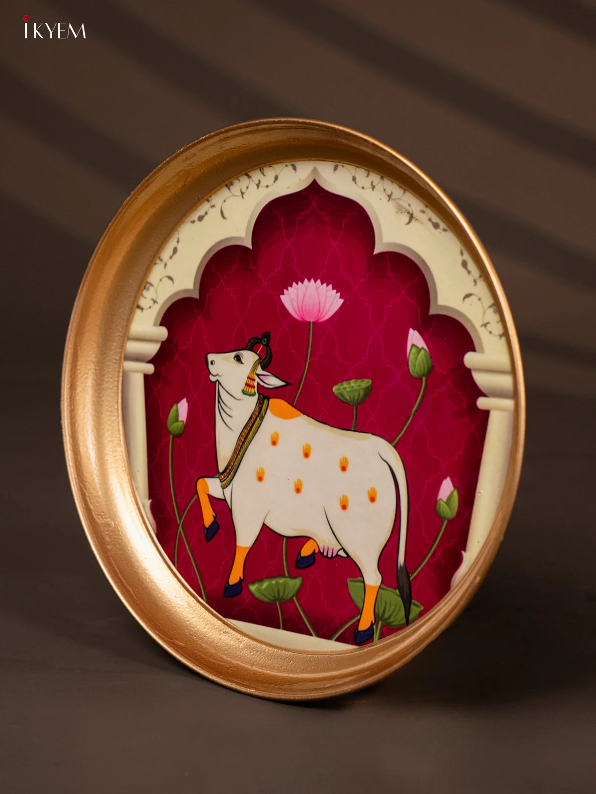 Cow Printed Purple Brass Coated Plate - 8 Inches - KG25176 - Image 3