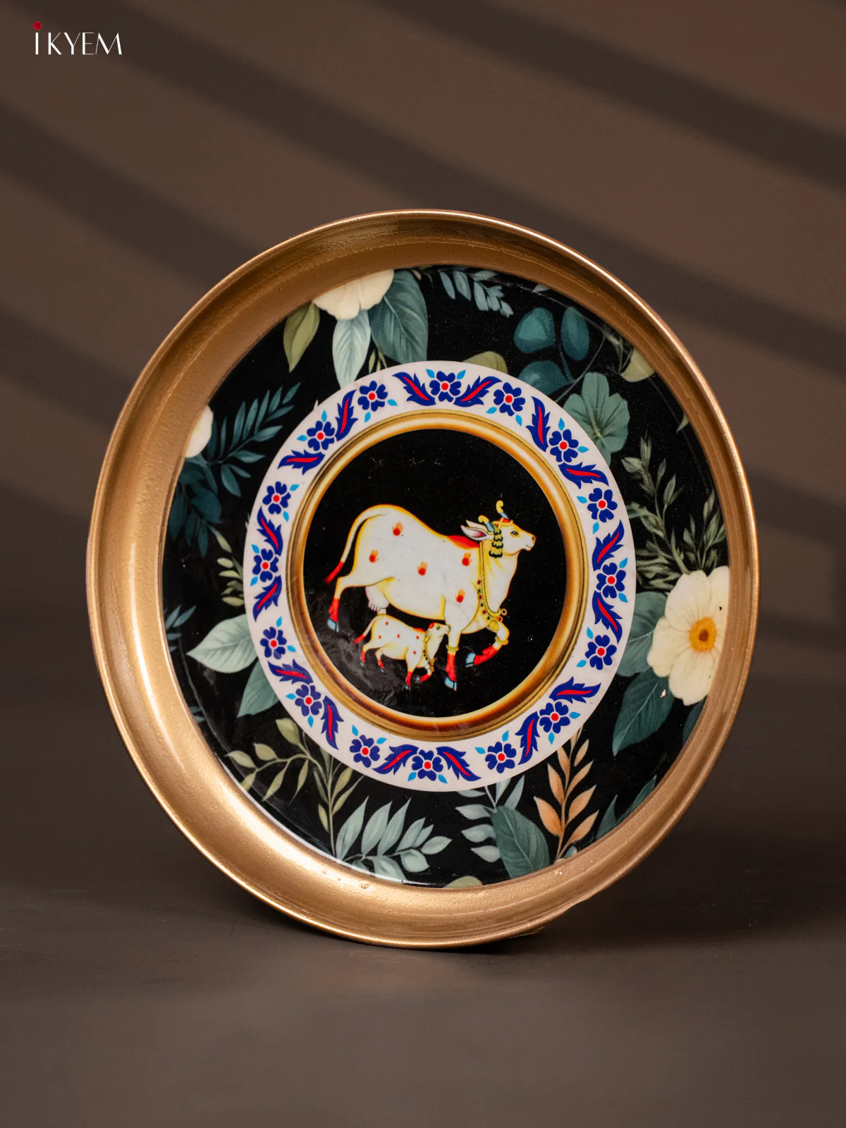 Cow & Calf Printed Black & White Brass Coated Plate - 8 Inches - KG25181 - Image 3