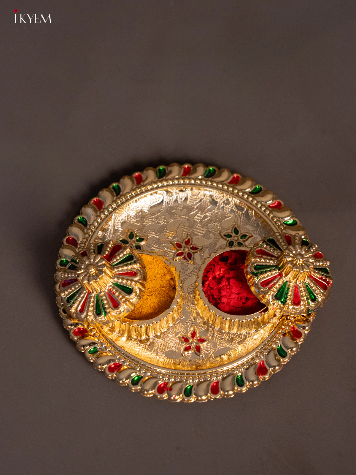 Meenakari Haldi & Kumkum Holder - KG25210 - Image 2