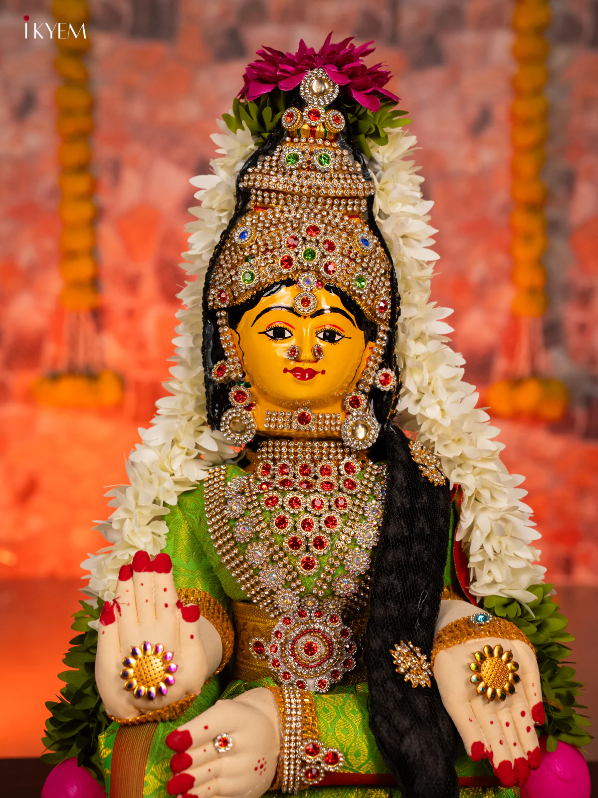 Varamahalakshmi Doll - Green - 17 Inches - KG30125 - Image 3