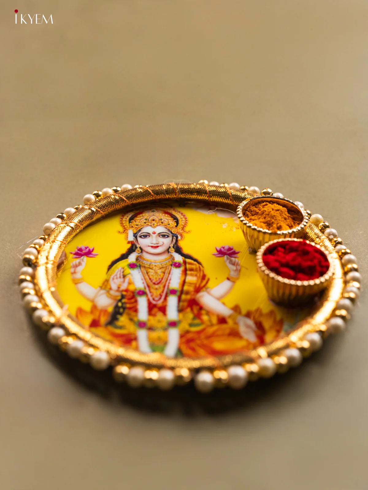 Haldi & kum kum holder - Lakshmi yellow - KG31124 - Image 2