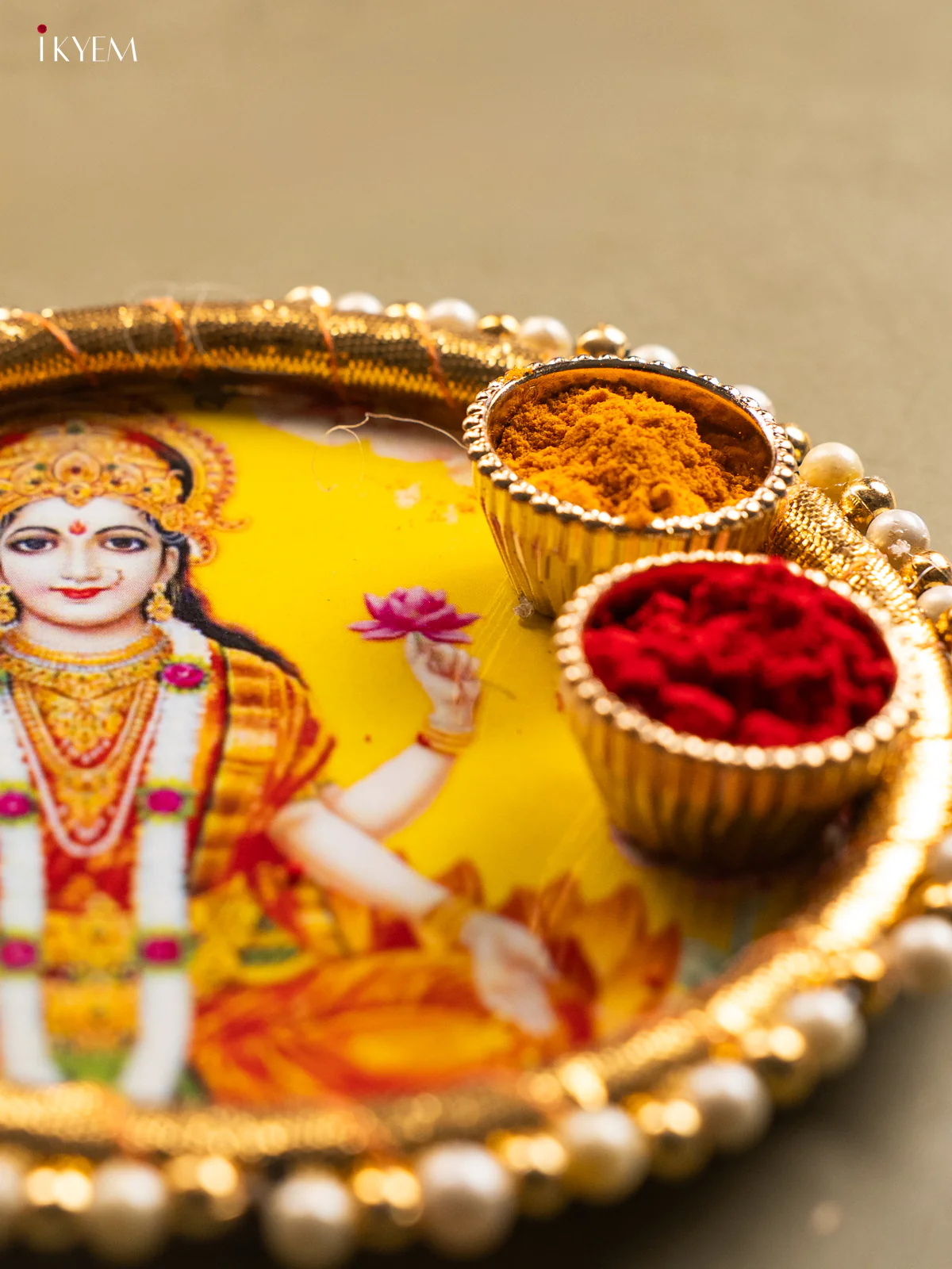 Haldi & kum kum holder - Lakshmi yellow - KG31124 - Image 3