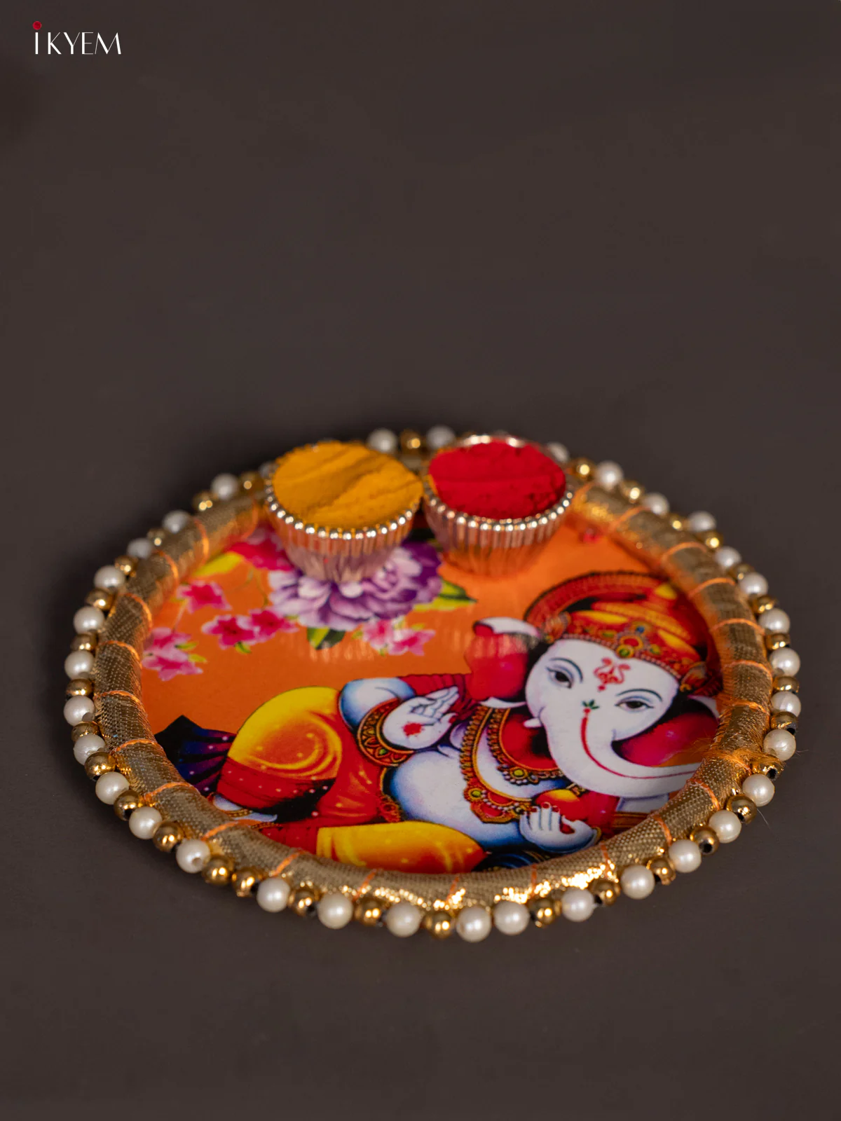 Haldi & kum kum holder - Ganesha yellow