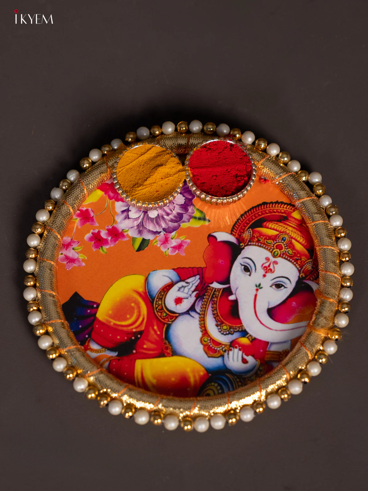 Haldi & kum kum holder - Ganesha yellow - Image 2