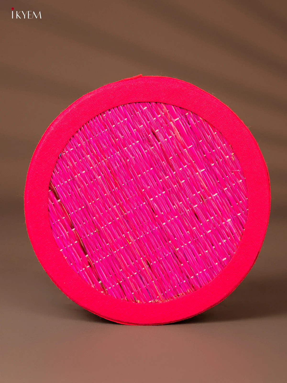 Round Korai Box with Zari borders - Pink - KH01120 - Image 2