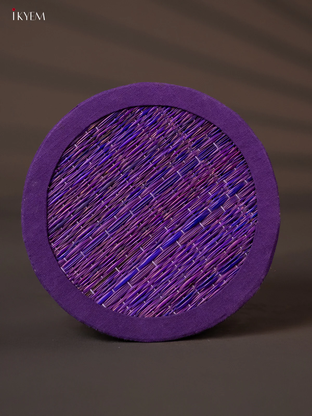 Round Korai Box with Zari borders - Purple - KH01123 - Image 2