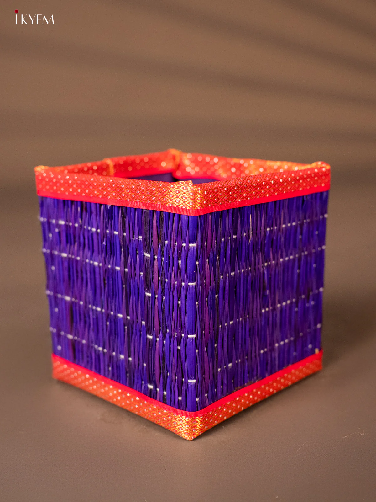 Korai Pen Stand with zari border - Purple - KH01134 - Image 3