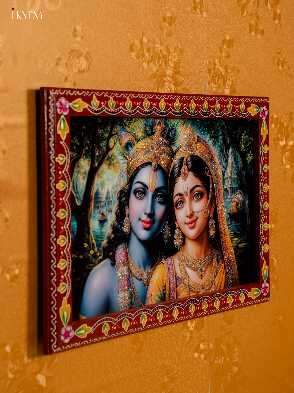 Rectangle Painted Crystal Frames - Radha Krishna - KH02130 - Image 2