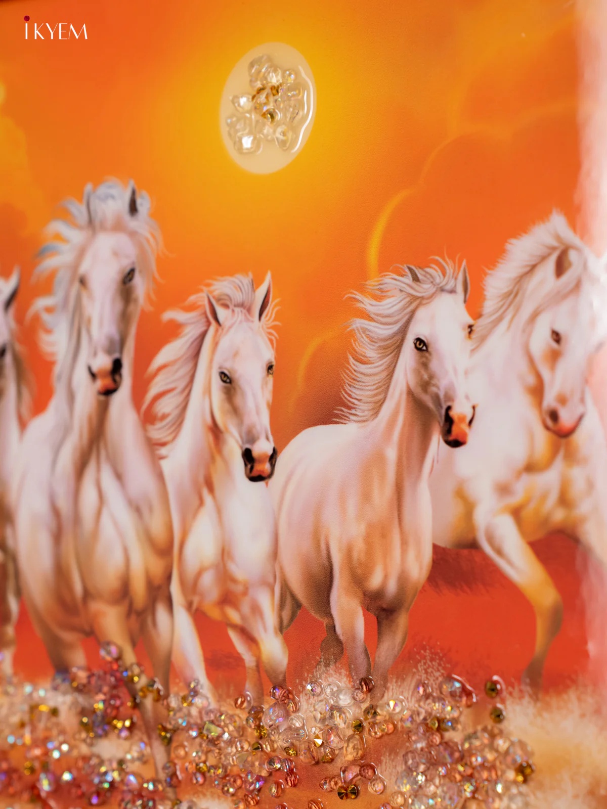 Rectangle Painted Crystal Frames - 7 Good Luck Horses - KH02131 - Image 3