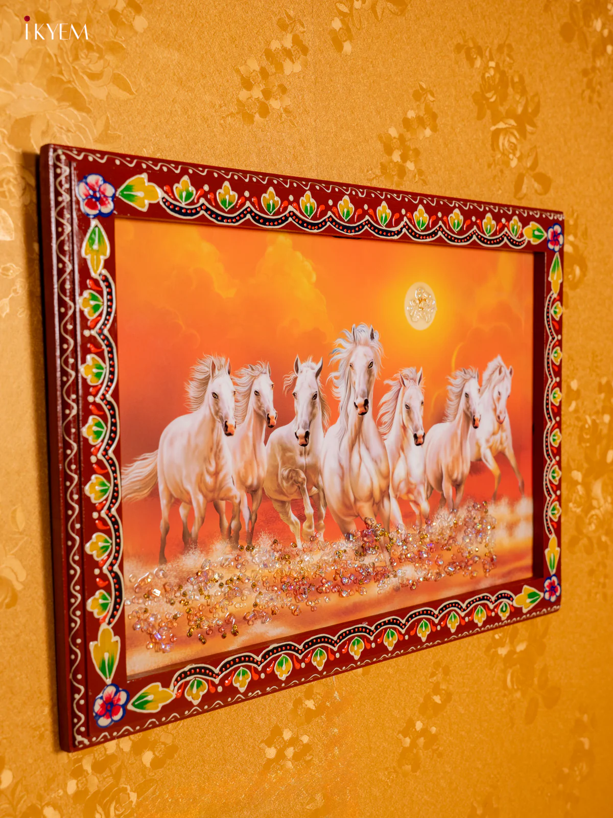 Rectangle Painted Crystal Frames - 7 Good Luck Horses - KH02131 - Image 4