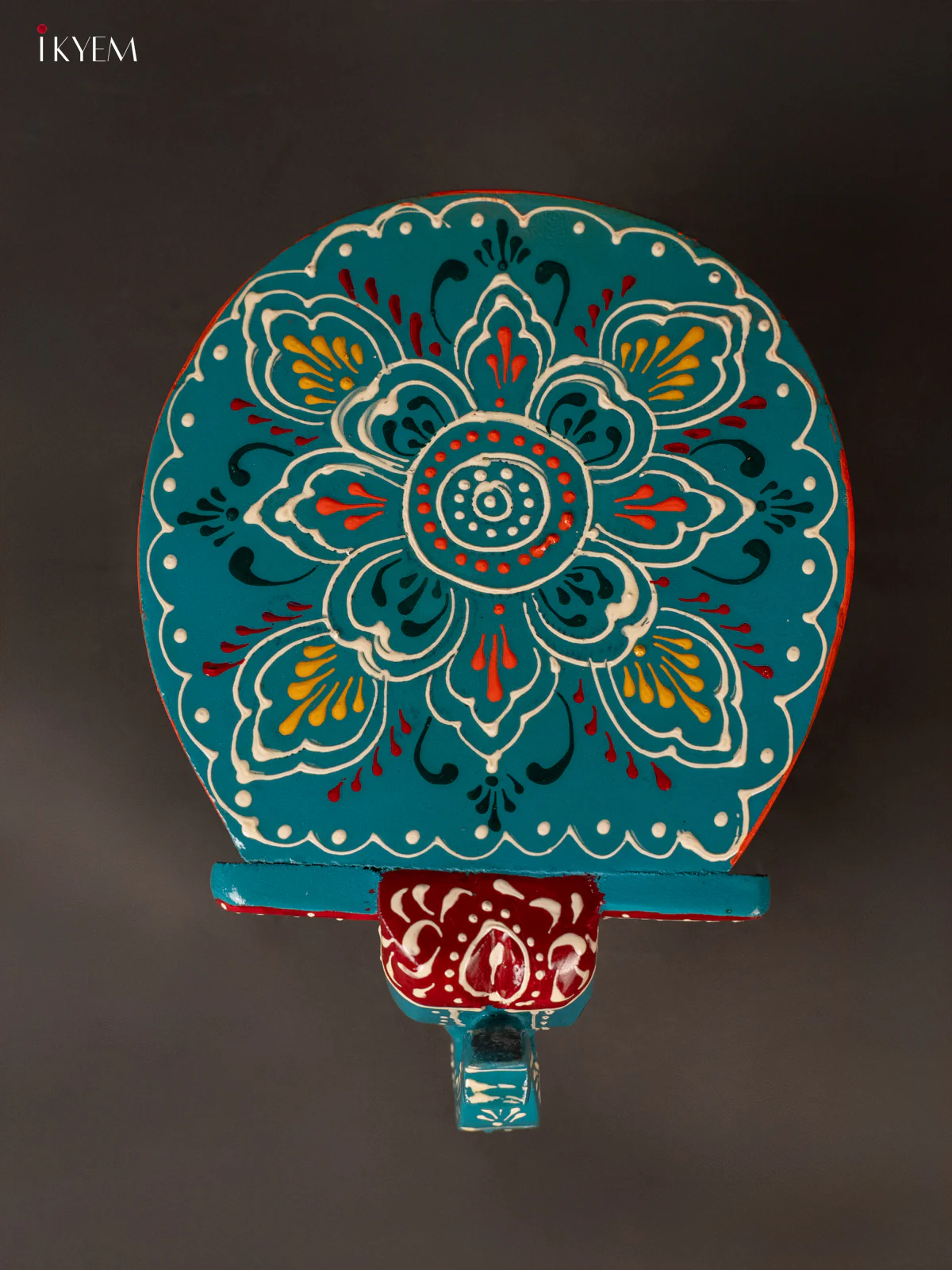 Wooden Hand painted Elephant Stool - Sky blue - 4 Inch - KH02134 - Image 3