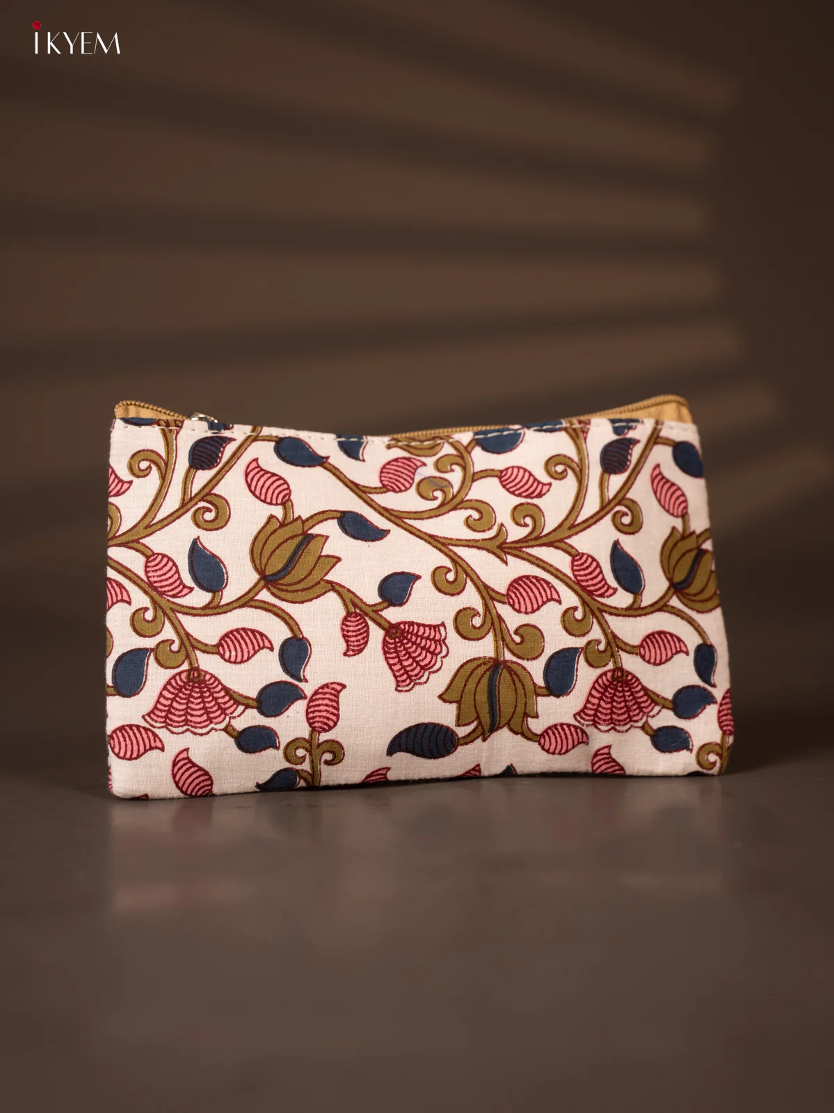 Floral Printed white Jute Cotton Purse - KH04112