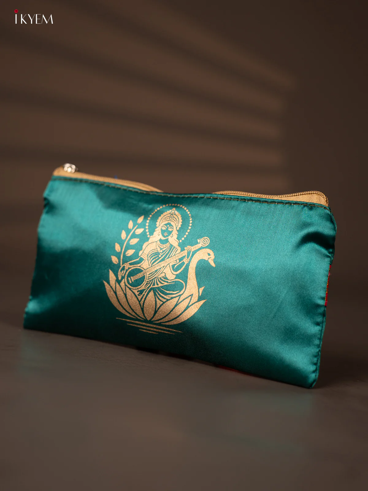 Satin purse Lakshmi with Green - KH04114 - Image 3