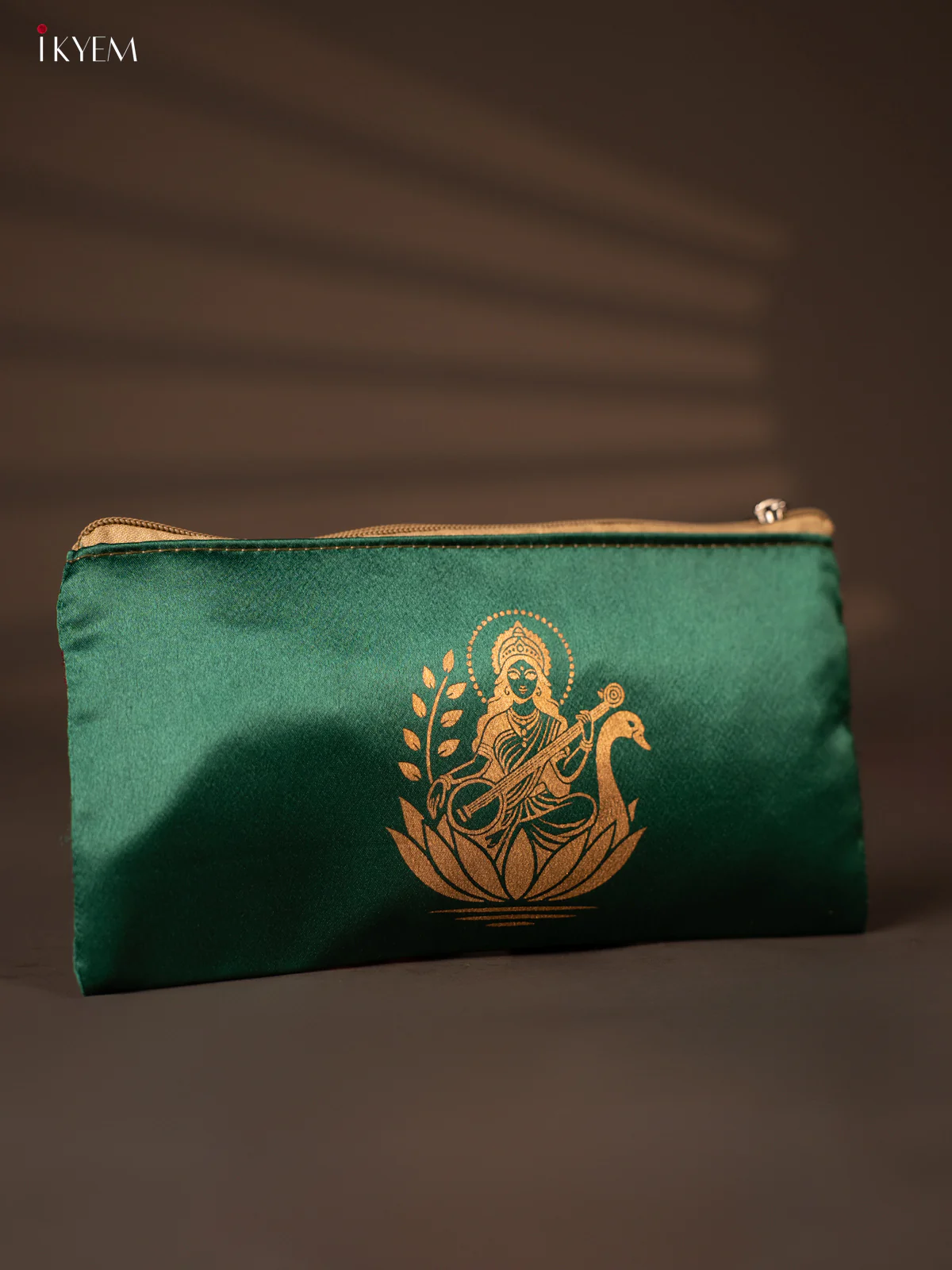 Satin purse lakshmi maroonwith Green - KH04124 - Image 2
