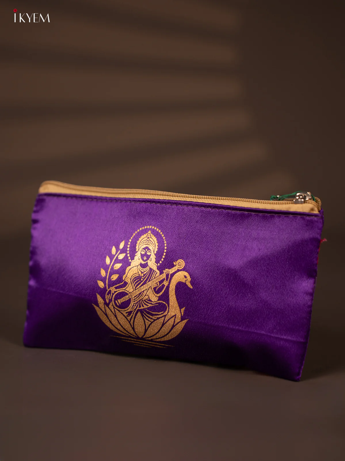 Satin purse lakshmi purple with pink - KH04126 - Image 2