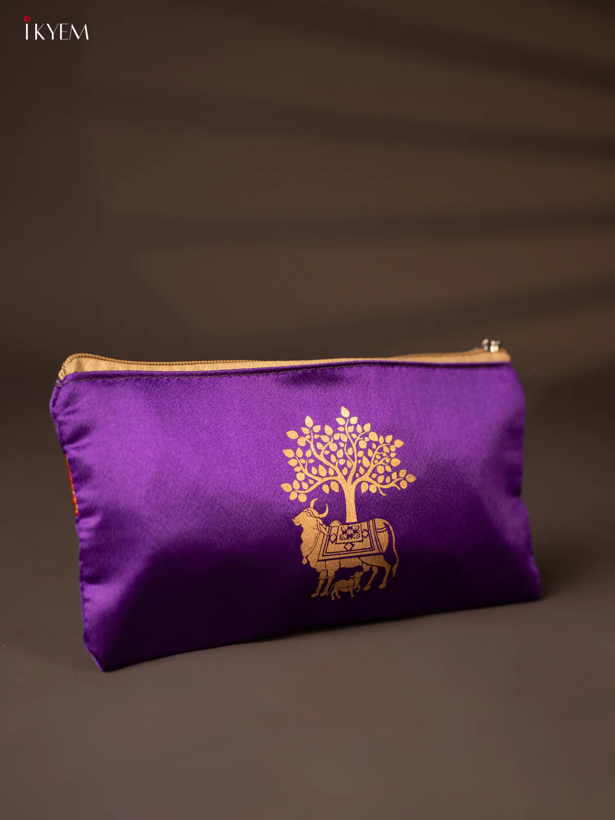 Satin purse cow&calf purple with red - KH04127 - Image 2