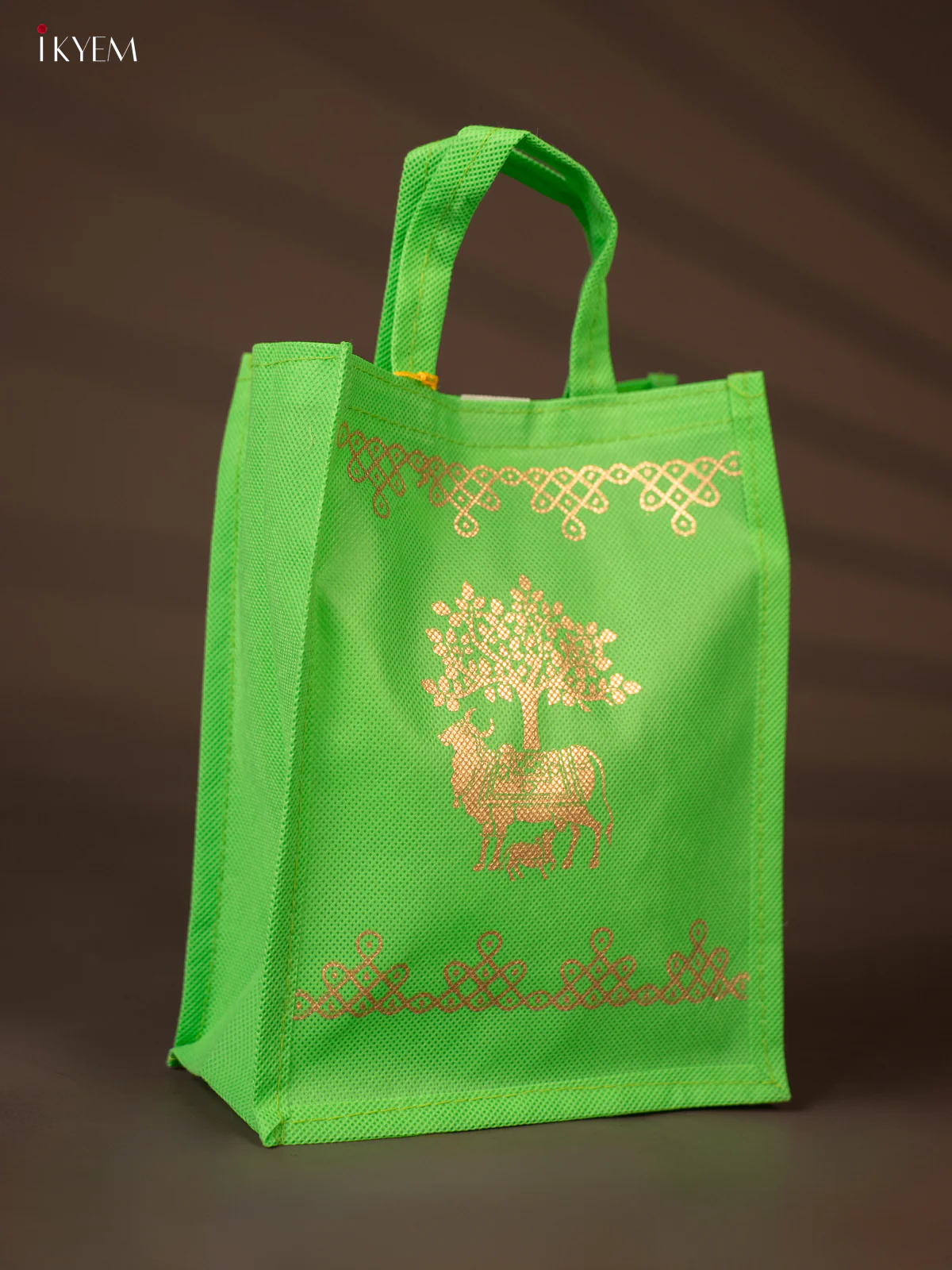Cow & Calf Printed Non Woven Bag - green - KH04133 - Image 2