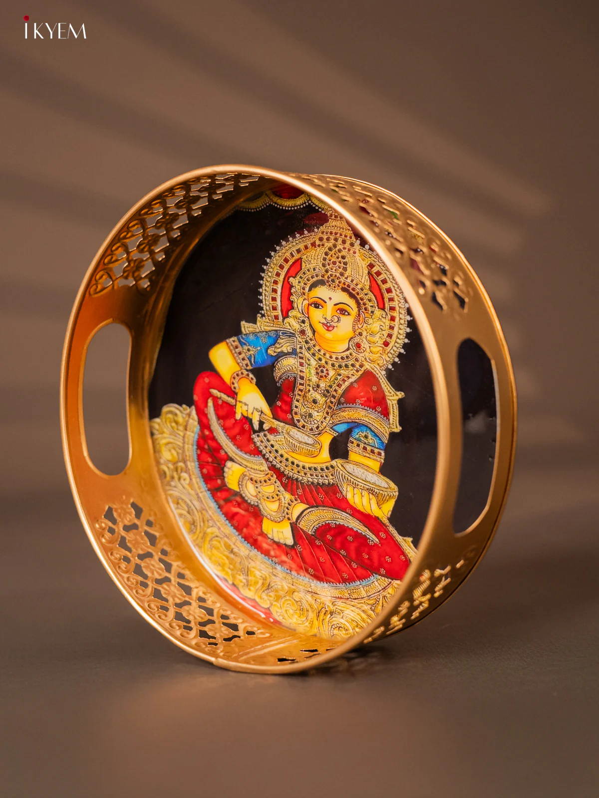 Metal Digital tray - Annapoorni with Red - 8 Inches - KH05127 - Image 3