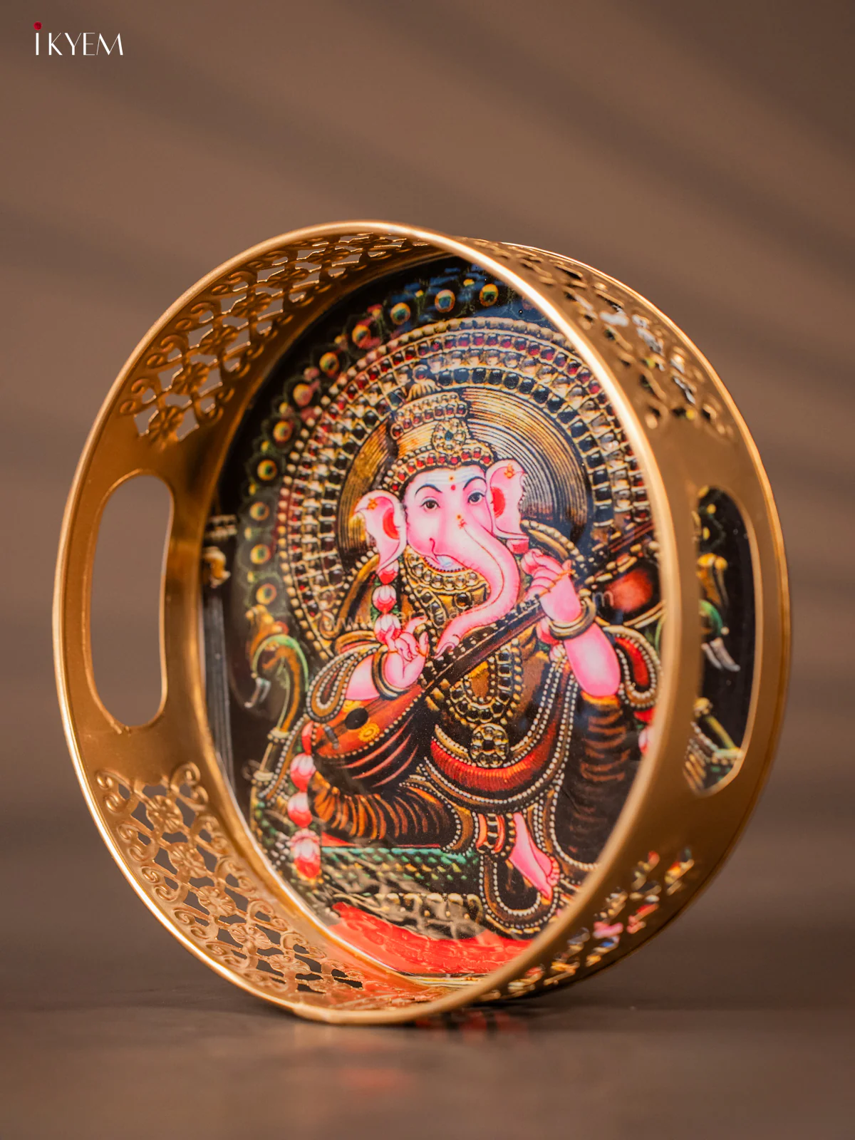 Metal Digital tray - Ganesha Black with yellow- 8 Inches -KH05143 - Image 3