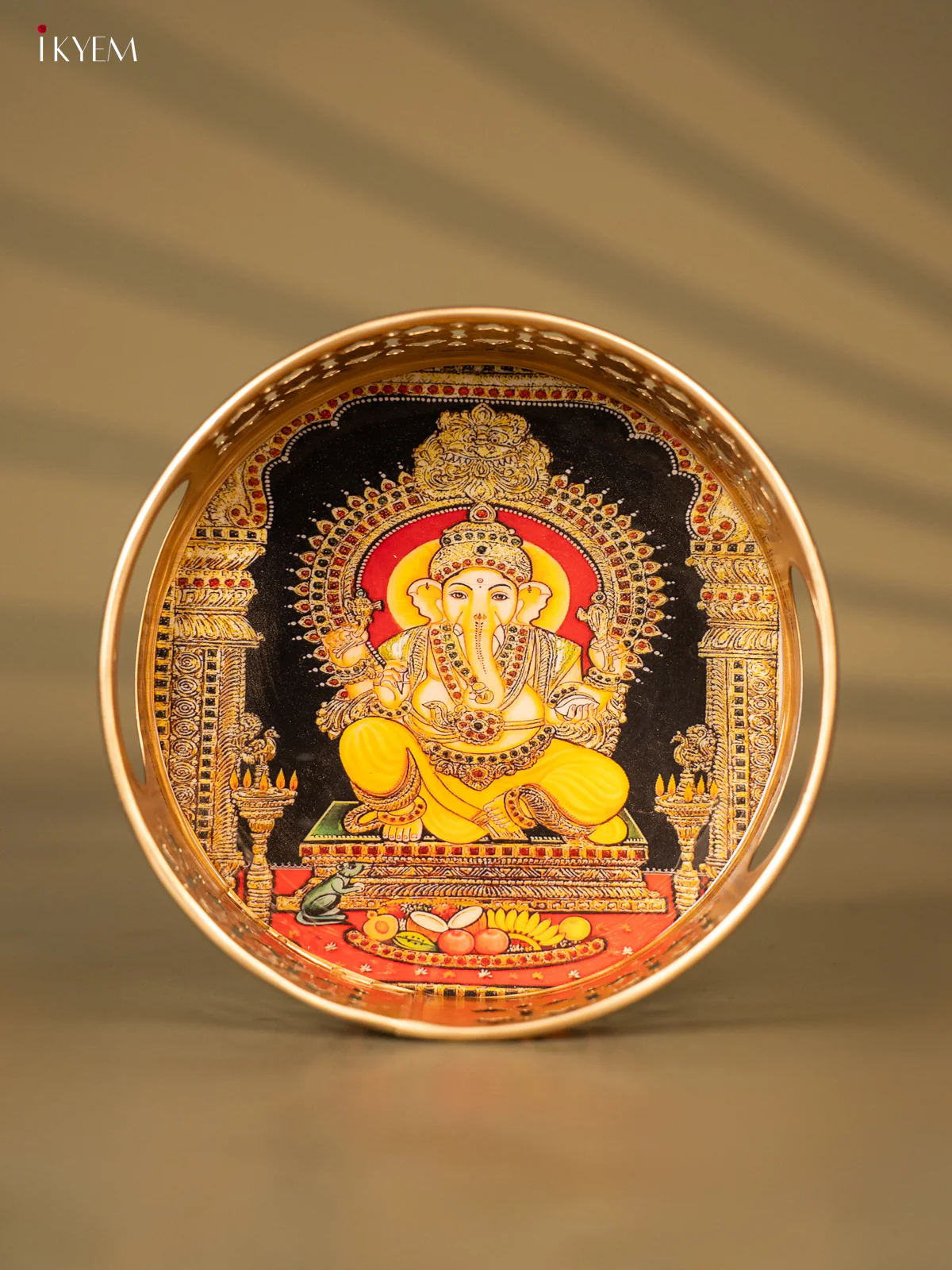 Metal Digital tray - Ganesha Orange with Black -6 Inches - KH05159
