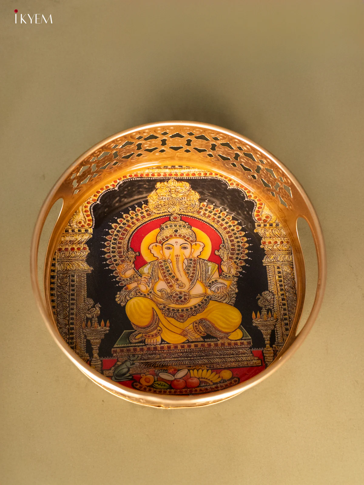 Metal Digital tray - Ganesha Orange with Black -6 Inches - KH05159 - Image 4
