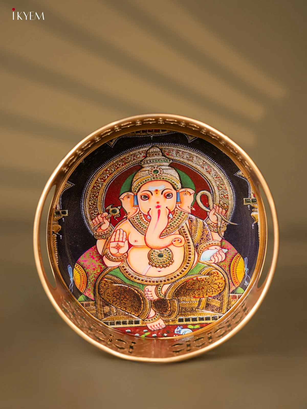 Metal Digital tray - Ganesha Red with Black - 6 Inches - KH05161