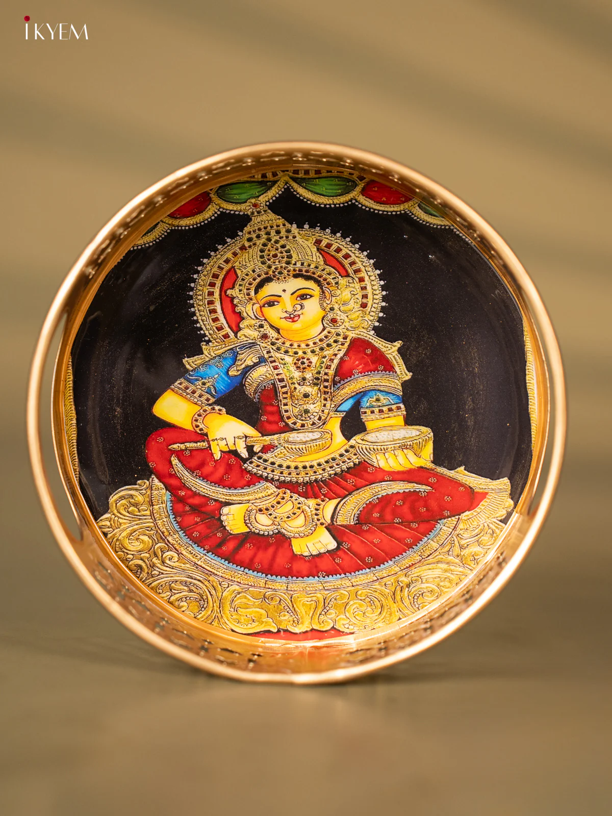 Metal Digital Tray- Annapoorani Red With Black - 6 Inches - KH05165